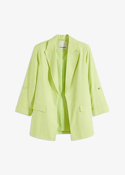 Leinen Blazer in grün von vorne - bonprix