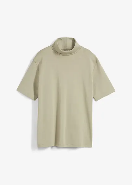Rollkragenshirt aus reiner Bio-Baumwolle in grün von vorne - bonprix