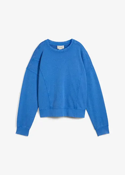 Oversize-Sweatshirt aus weichem Baumwoll-Viskose-Mix in blau von vorne - bonprix