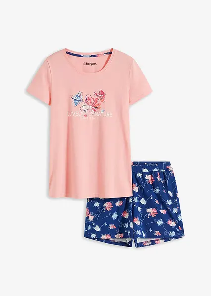 Shorty mit längerer Shorts in rosa von vorne - bonprix