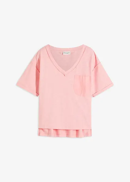Oversize-Shirt aus reiner Baumwolle in rosa von vorne - bonprix