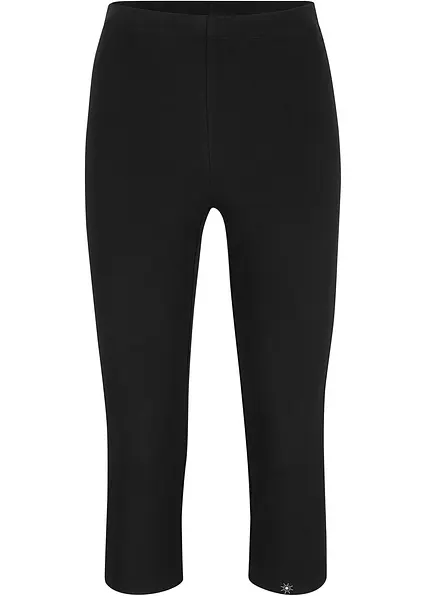 Capri-Leggings aus reiner Baumwolle in schwarz von vorne - bonprix