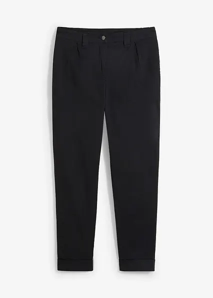 Chinohose aus Baumwolle, knöchellang in schwarz von vorne - bonprix