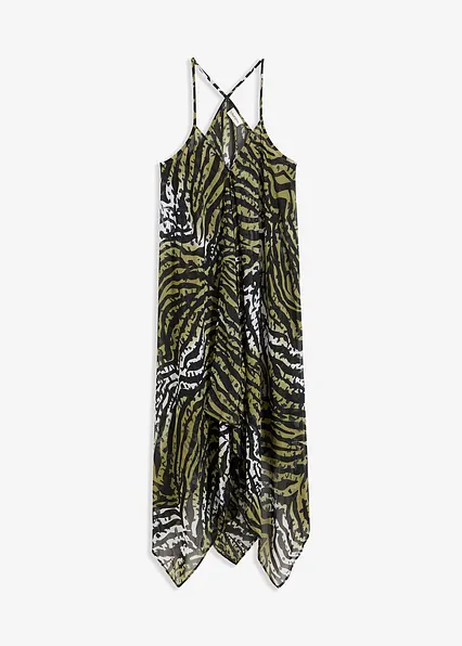 Chiffon Strand Maxikleid in grün von vorne - bonprix