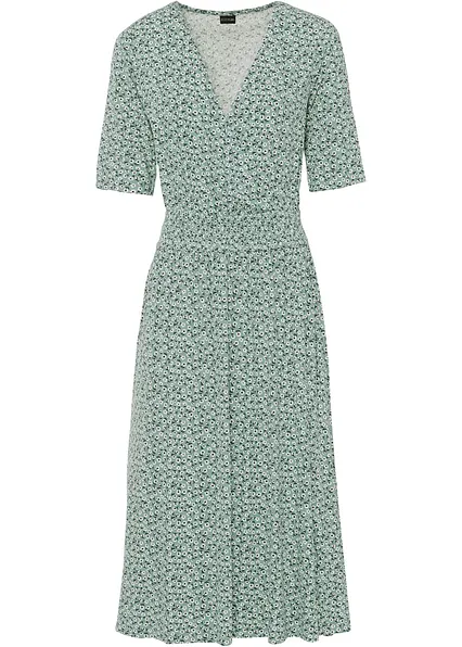 Jerseykleid aus Viskose-Mix in grün von vorne - bonprix