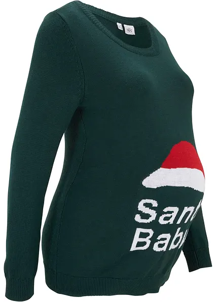 Umstands-Weihnachtspullover in grün von der Seite - bonprix