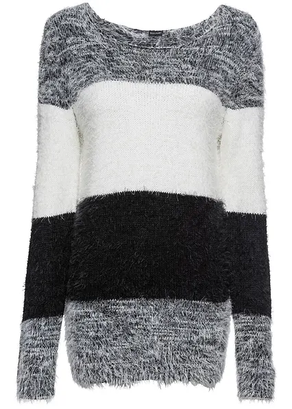 Grobstrick-Pullover in schwarz von vorne - bonprix