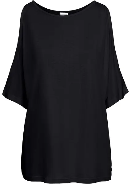 Cold-Shoulder-Shirt aus Viskose in schwarz von vorne - bonprix
