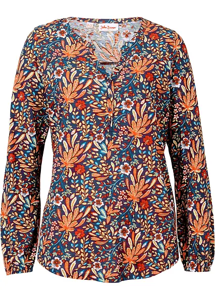 Shirt-Tunika, bedruckt, Langarm in orange von vorne - bonprix