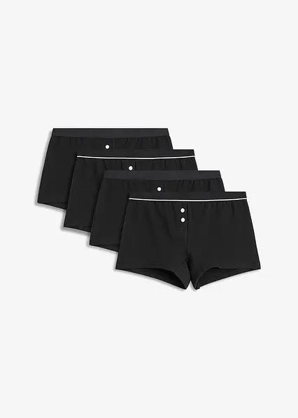 Damen Boxer mit Bio-Baumwolle (4er Pack) in schwarz von vorne - bonprix