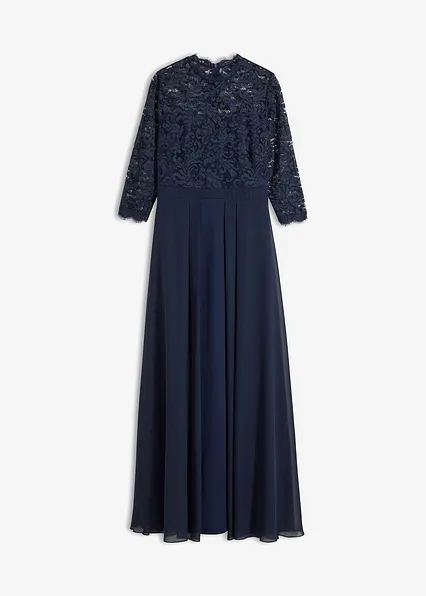 Maxikleid mit Spitze in blau von vorne - bonprix