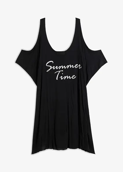 Transparentes Strandkleid aus Viskose in schwarz von vorne - bonprix