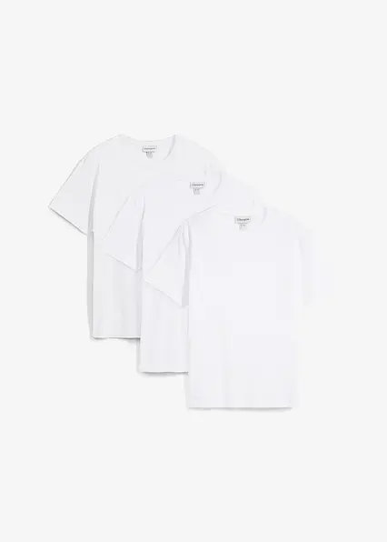 T-Shirt (3er Pack) in weiß von vorne - bonprix