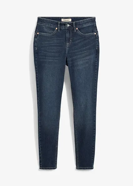 Skinny Jeans Mid Waist, Stretch in blau von vorne - bonprix