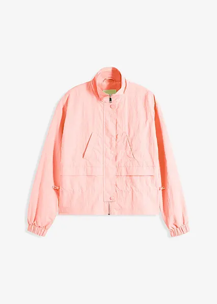 Kurze Jacke mit Taillen-Tunnelzug in rosa von vorne - bonprix