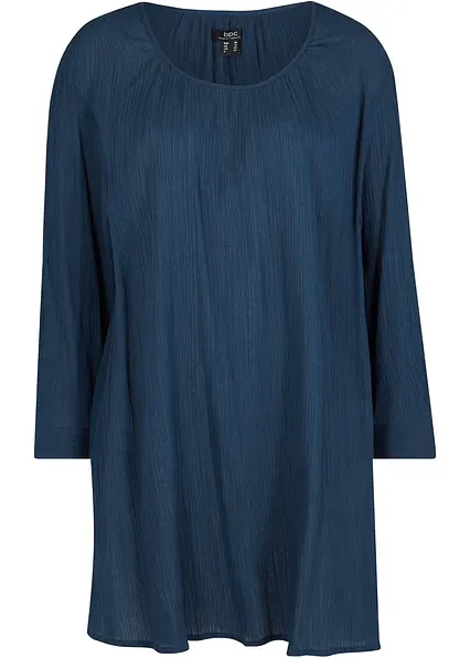 Long-Tunika aus Baumwolle in blau von vorne - bonprix