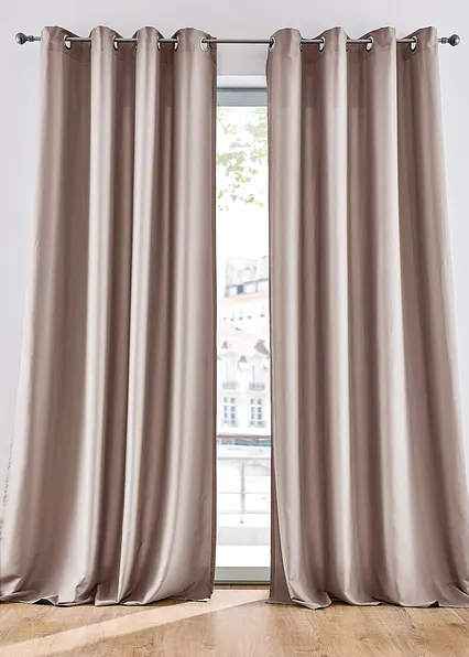 Vorhänge aus Microfaser (2er Pack) in beige - bonprix