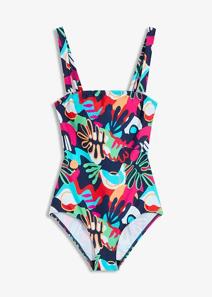 Bandeau-Badeanzug mit abnehmbaren Trägern in bunt von vorne - bonprix