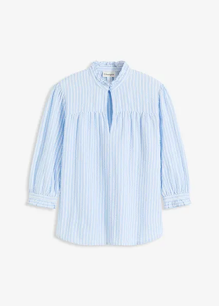 Bluse aus Baumwoll-Viskose Mix in blau von vorne - bonprix