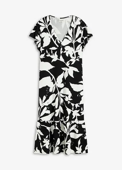 Midikleid mit Flügelärmeln in schwarz von vorne - bonprix