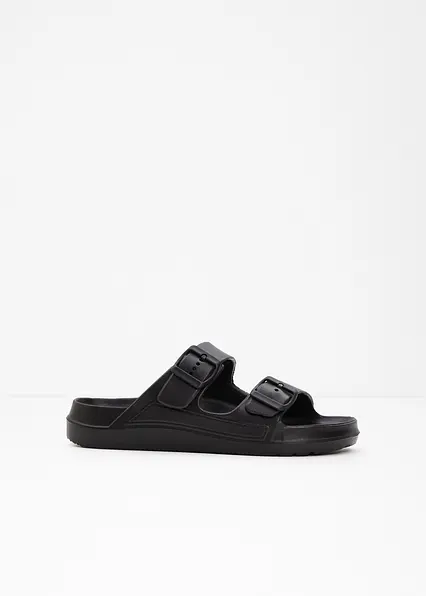 Pantoletten aus wasserabweisendem Material in schwarz - bonprix