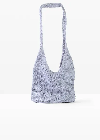 Strohshopper in blau von vorne - bonprix