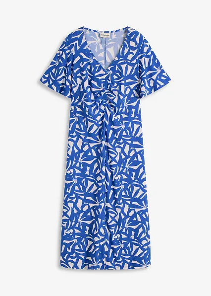 Jerseykleid mit Raffung in blau von vorne - bonprix