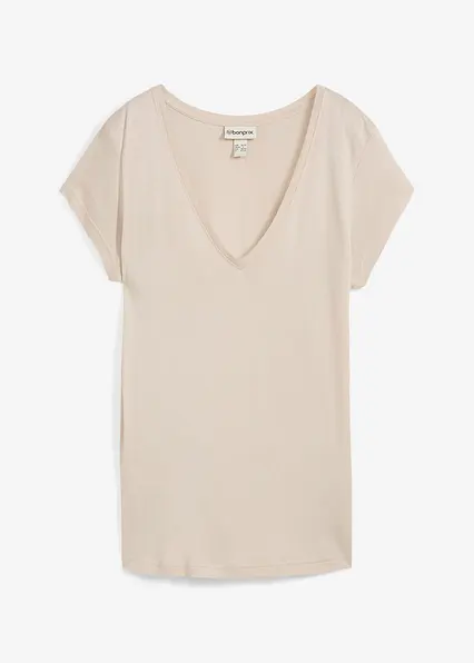 T-Shirt aus softer Viskose in grau von vorne - bonprix
