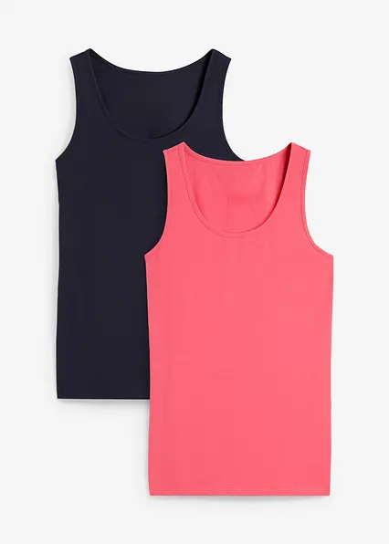 Tanktop, (2er Pack) in blau von vorne - bonprix