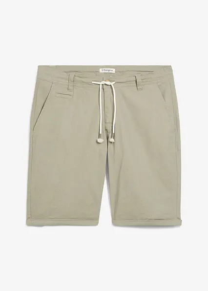 Regular Fit Bermuda aus luftigem Leinen-Mix in grün von vorne - bonprix