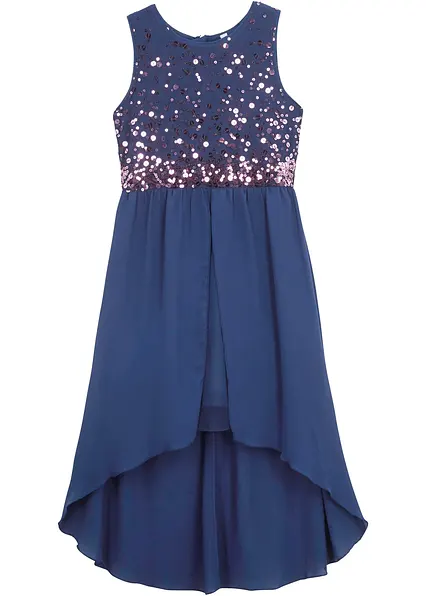 Vokuhila-Kleid in blau von vorne - bonprix