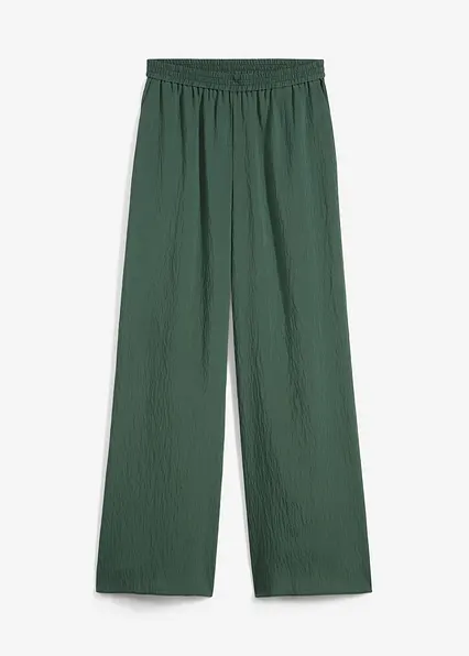 Hose aus aus strukturiertem Crinkle-Viskose-Mix in grün von vorne - bonprix