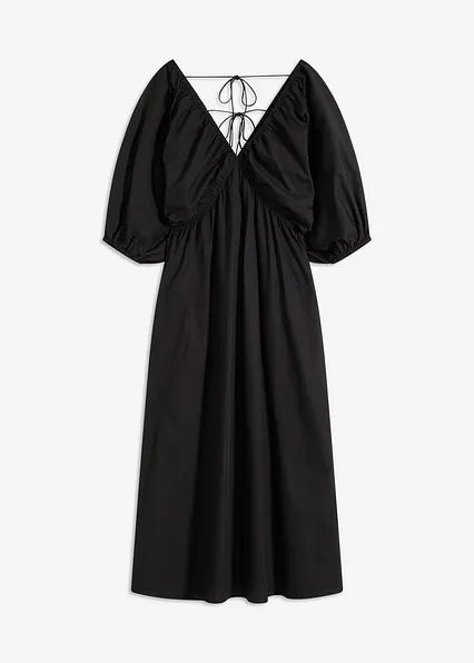 Maxikleid aus reiner Bio-Baumwolle in schwarz von vorne - bonprix