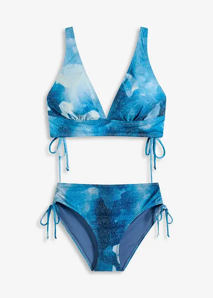 Bikini aus glitzerndem Material (2-tlg.Set) in blau von vorne - bonprix