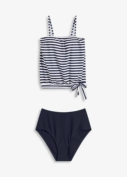 Oversize-Tankini mit abnehmbaren Trägern (2-tlg.Set) in blau von vorne - bonprix