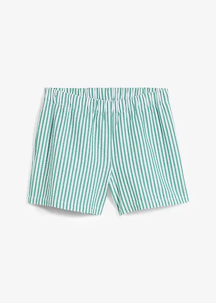 Gestreifte Schlupf-Shorts aus reiner Baumwolle in grün von vorne - bonprix