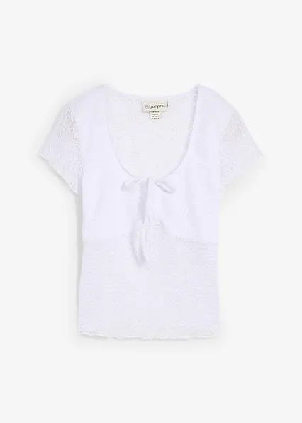 T-Shirt aus Spitze in weiß von vorne - bonprix