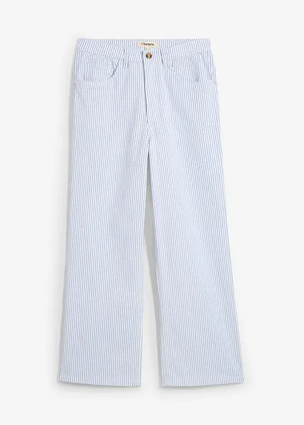 Wide-Leg-Jeans High Waist, cropped in weiß von vorne - bonprix