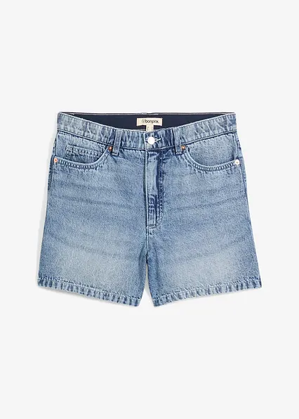 Jeans-Shorts High Waist, Low Stretch in blau von vorne - bonprix