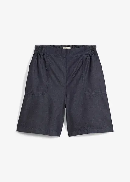Schlupf-Shorts mit kühlendem Leinenanteil in blau von vorne - bonprix