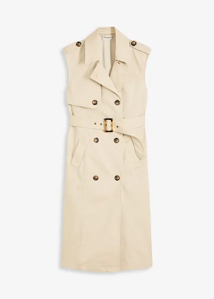 Trenchkleid mit Gürtel (2-tlg.) in beige von vorne - bonprix