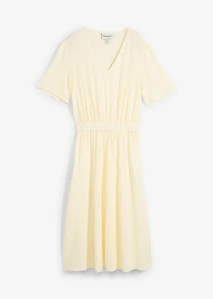 Midikleid aus luftigem Seersucker in weiß von vorne - bonprix