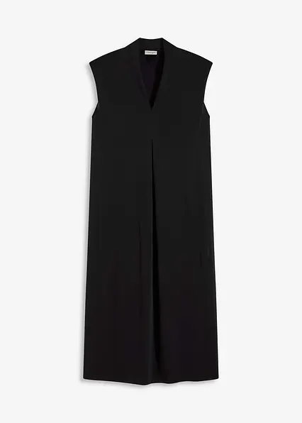 Jerseykleid aus Viskose-Mix mit Schulterpolster in schwarz von vorne - bonprix
