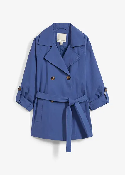 kurzer Trenchcoat in blau von vorne - bonprix