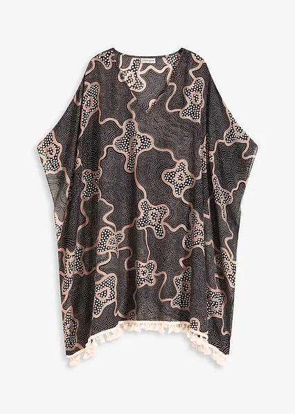 Transparente Strandtunika in schwarz von vorne - bonprix