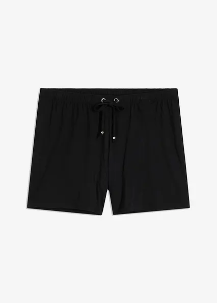 Strandshorts aus fließendem Viskose-Mix in schwarz von vorne - bonprix