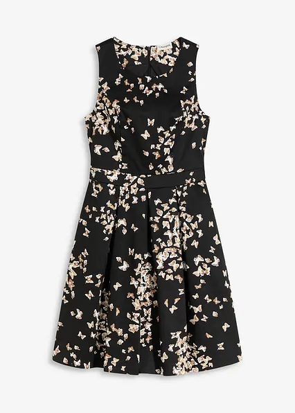 Kleid mit eingelegten Falten und Taschen in schwarz von vorne - bonprix