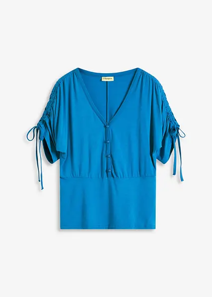 Shirt mit Knopfleiste in blau von vorne - bonprix