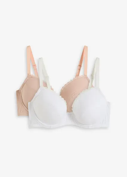 Push-Up BH mit Bügel mit Bio-Baumwolle (2er Pack) in rosa von vorne - bonprix