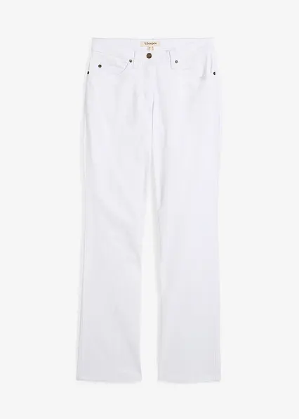 Straight Jeans Mid Waist, Stretch in weiß von vorne - bonprix